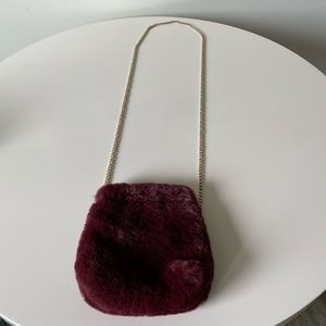 Faux Fur Crossbody Bag Burgundy